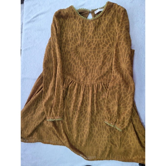 Altar'd State Dresses & Skirts - Altar'd State Boho Burnout Chiffon Dress Medium Rust Orange Dolman Sleeve
